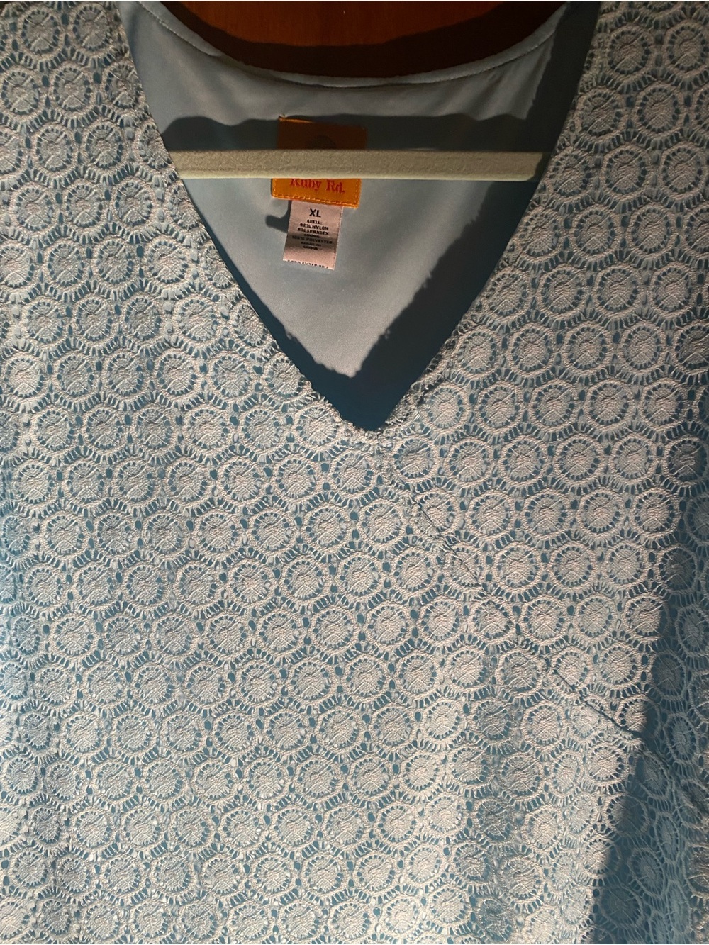 Ruby Rd. Light Blue Lace V-Neck Tunic - Picture 2 of 6